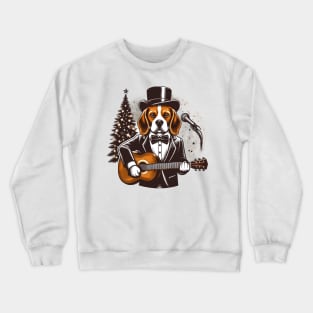 Beagle Playing Guitar Christmas Crewneck Sweatshirt